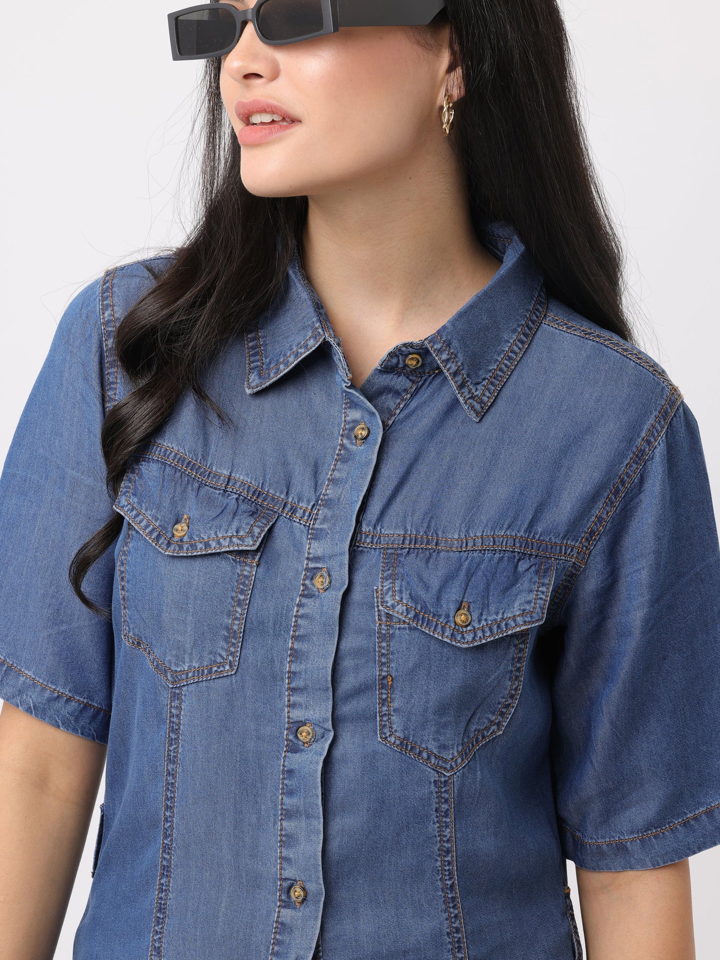 Women Blue Regular Fit Denim Dress