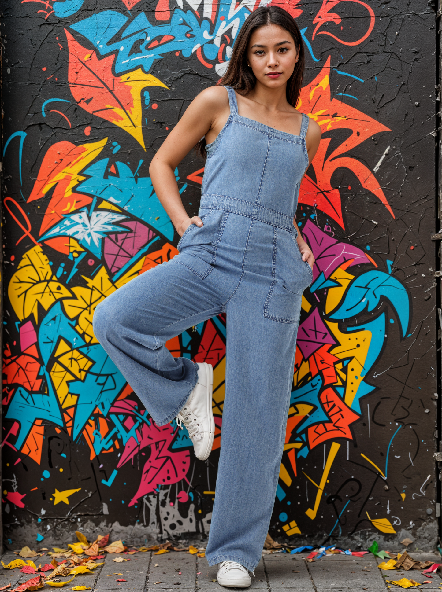 Women Blue Regular Fit Denim Jumpsuit
