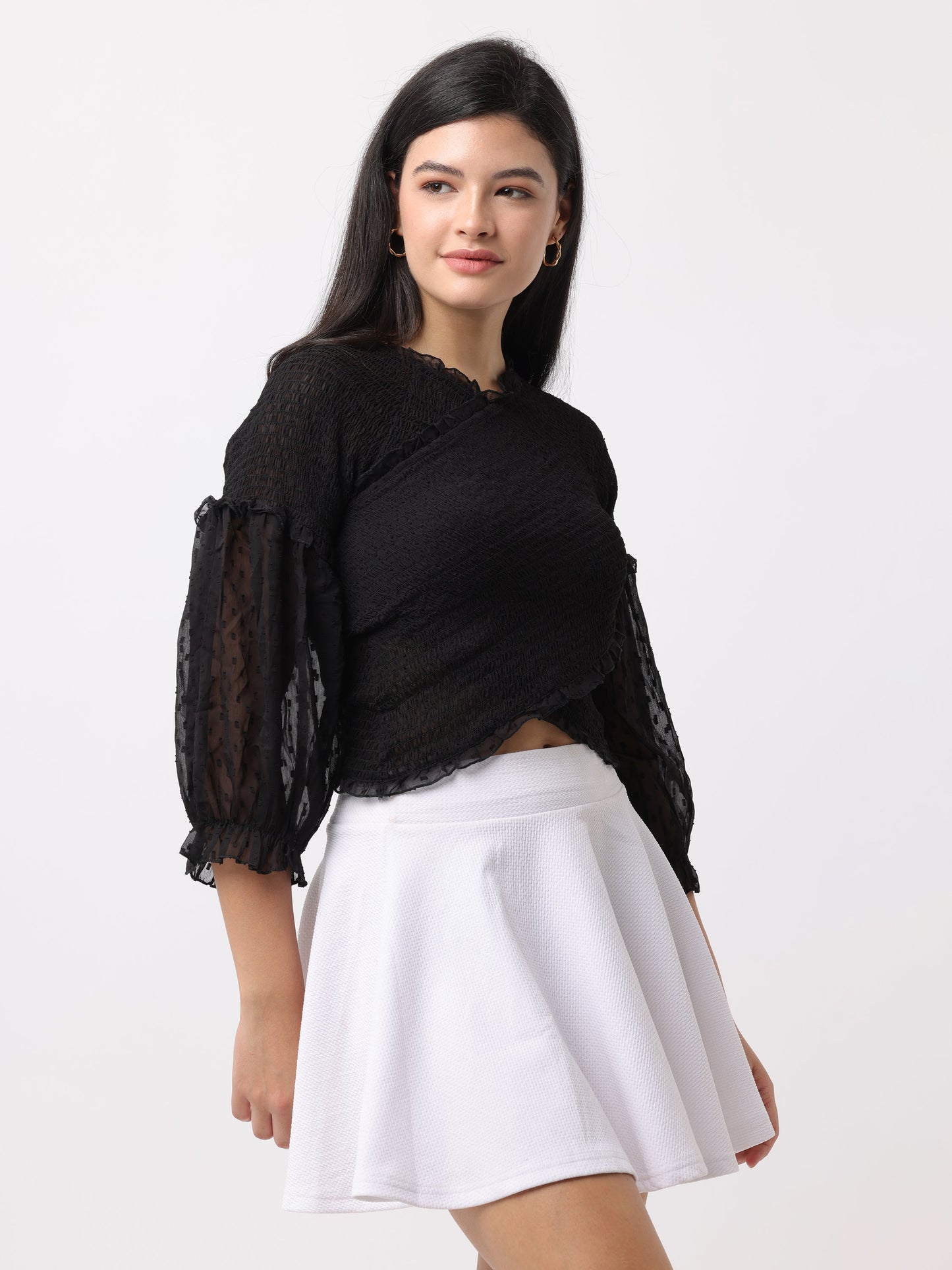 Women Black Regular Fit Tops