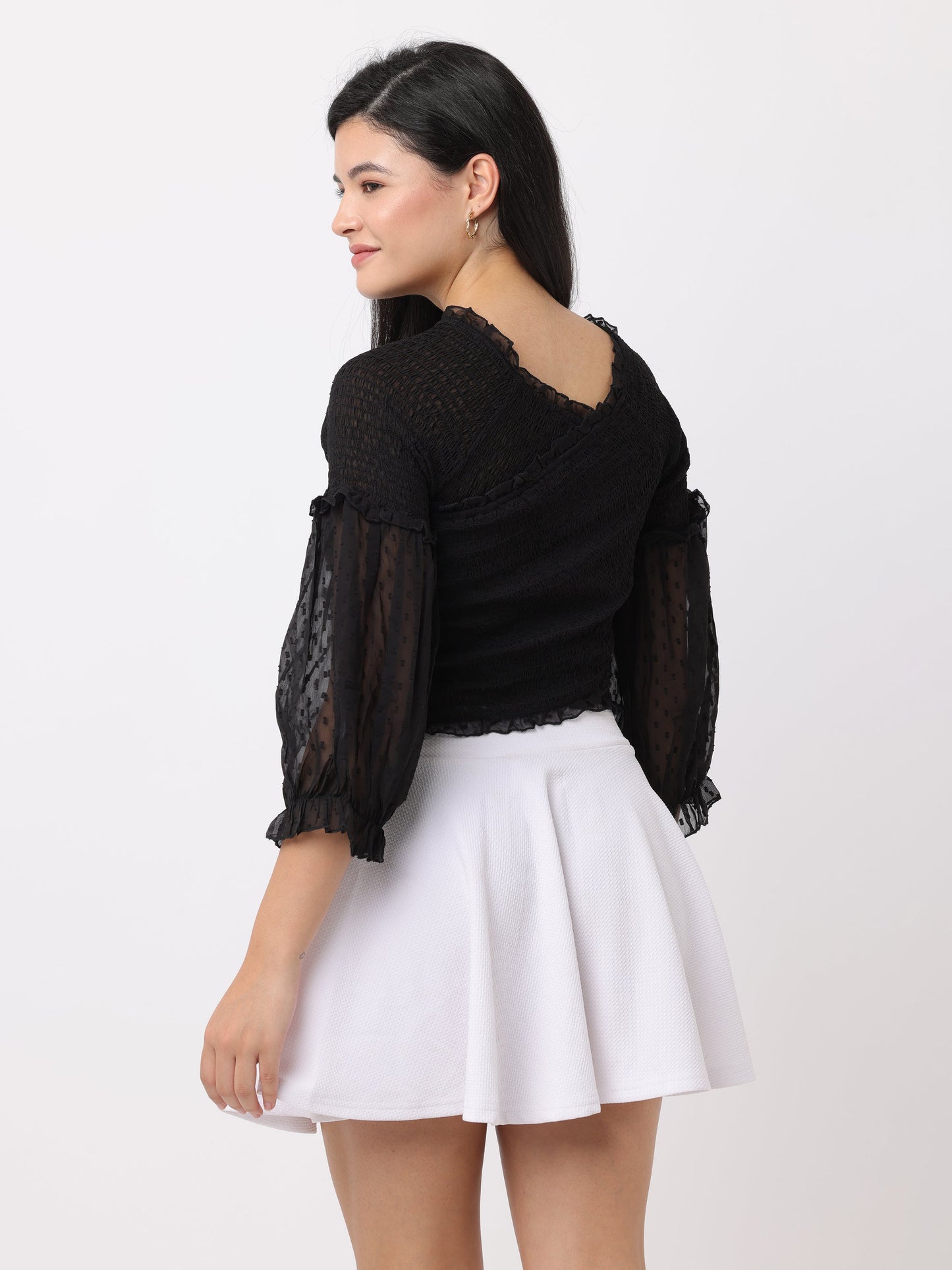 Women Black Regular Fit Tops
