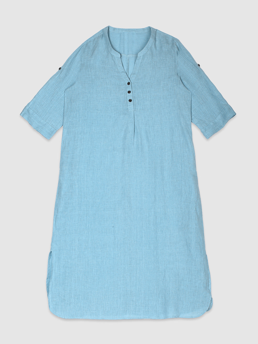 Women Blue Comfort Fit Linen Dress