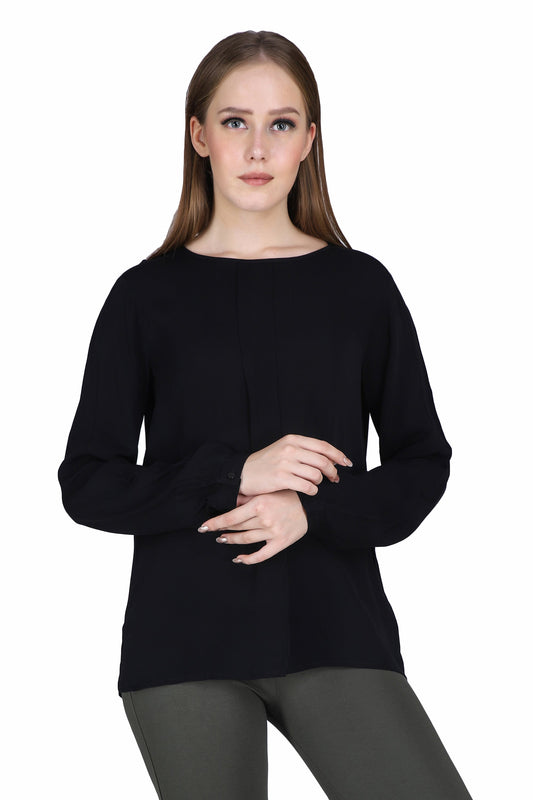 Women Black Pleated Top