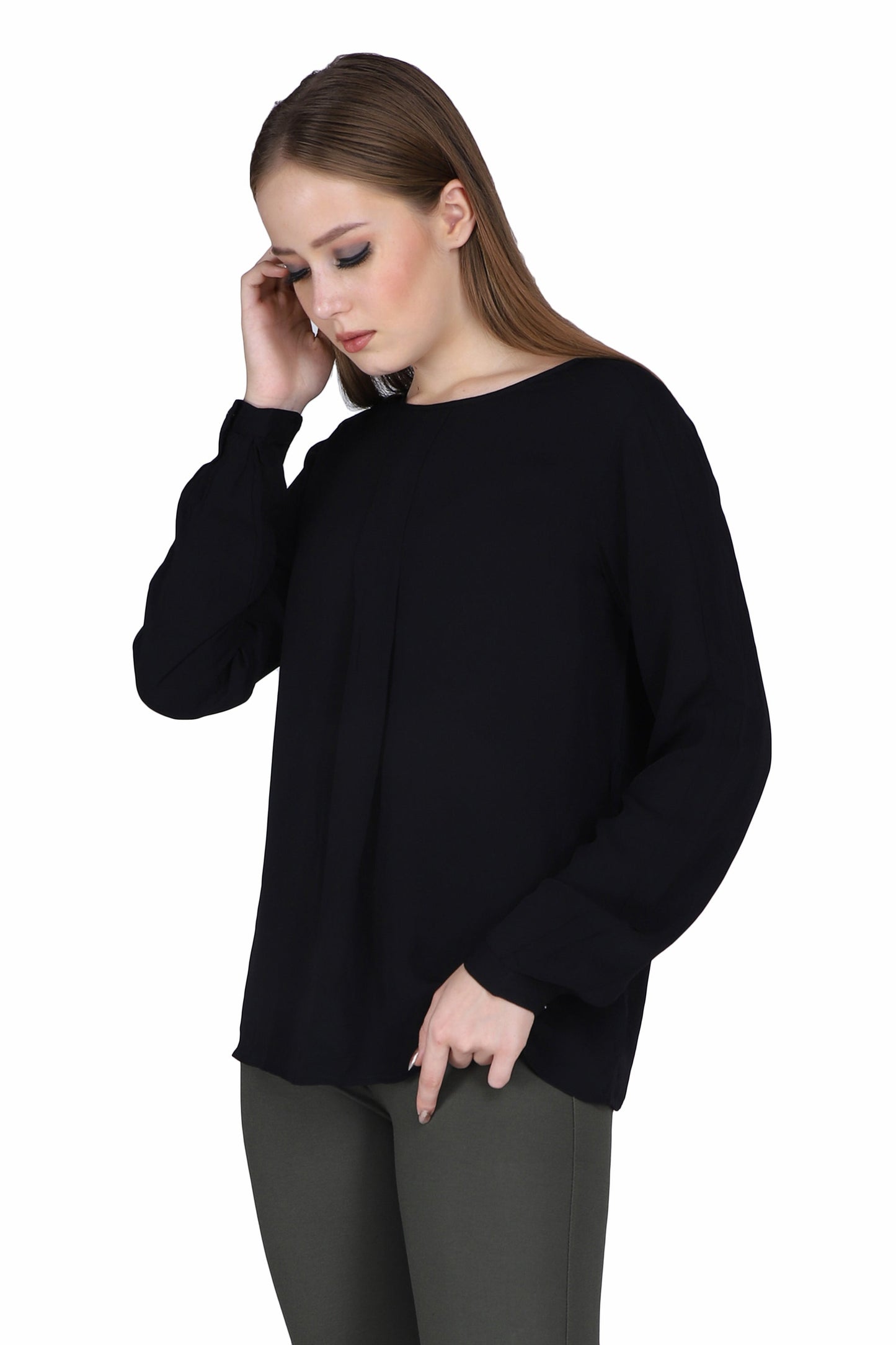 Women Black Pleated Top