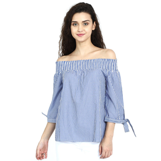Women Striped Off Shoulder Top