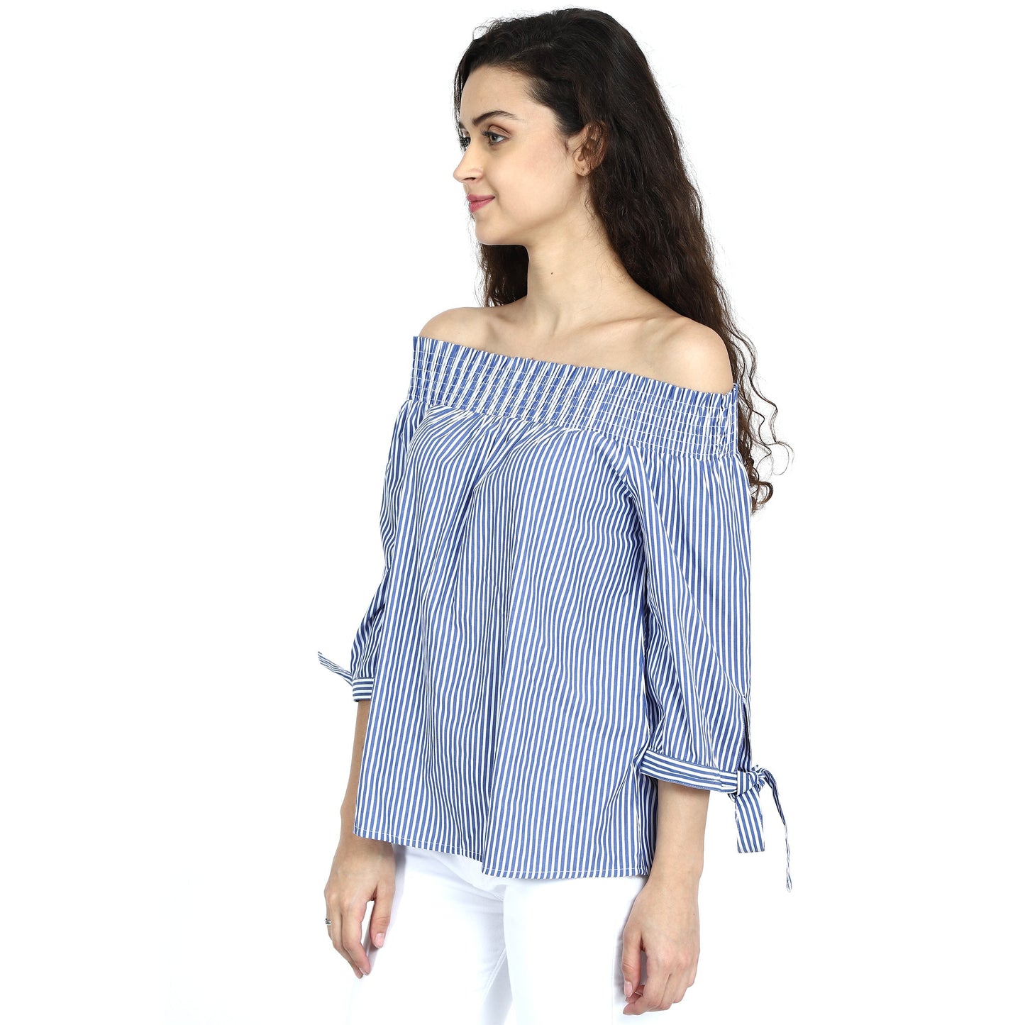 Women Striped Off Shoulder Top