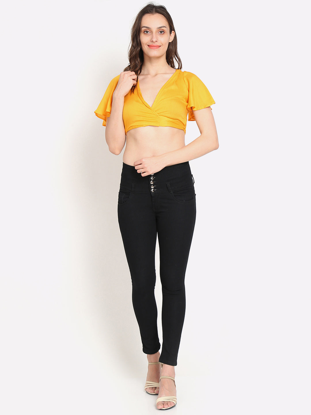 Women Yellow Crop Top