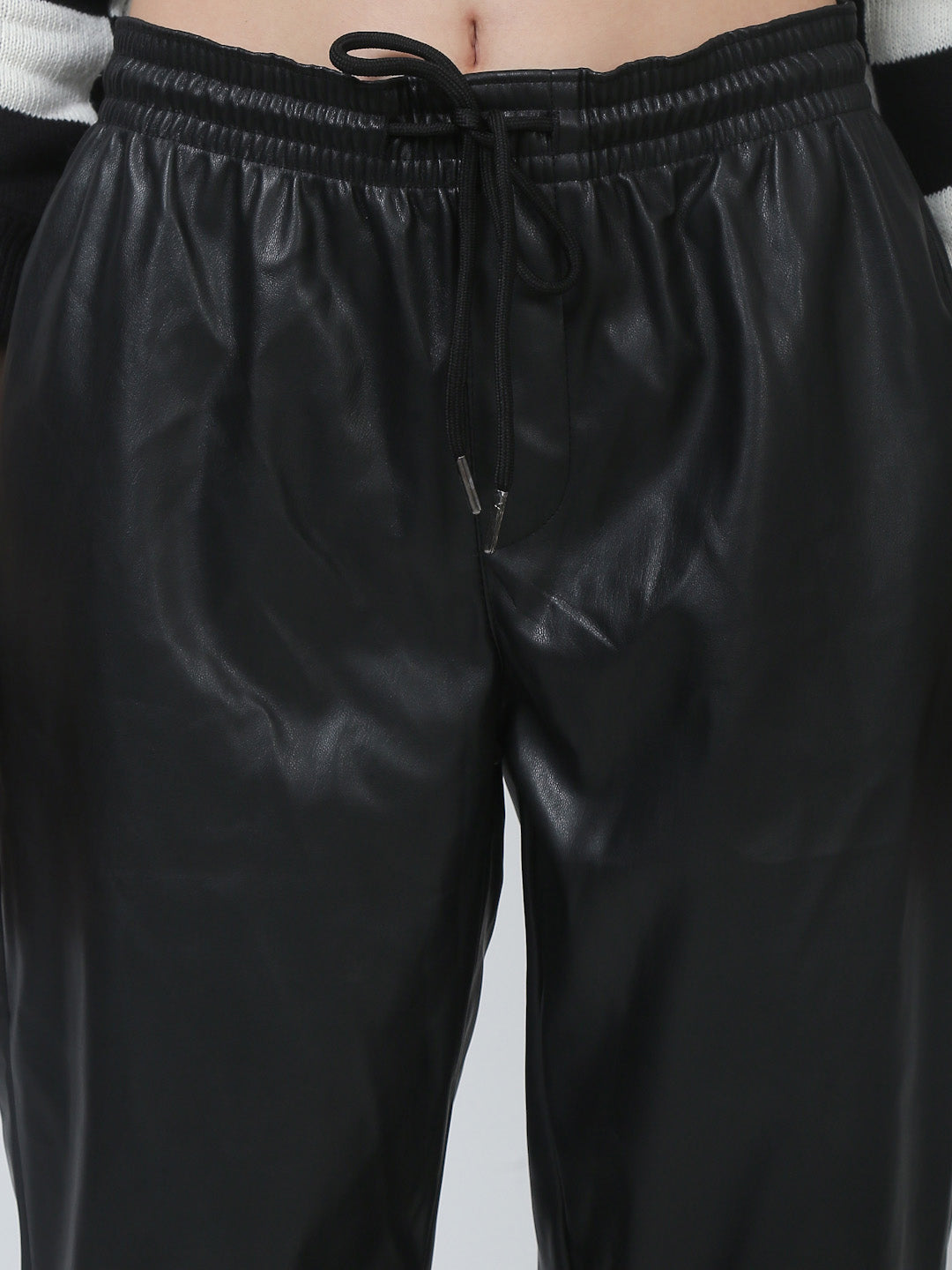 Women Black Faux Leather Pants