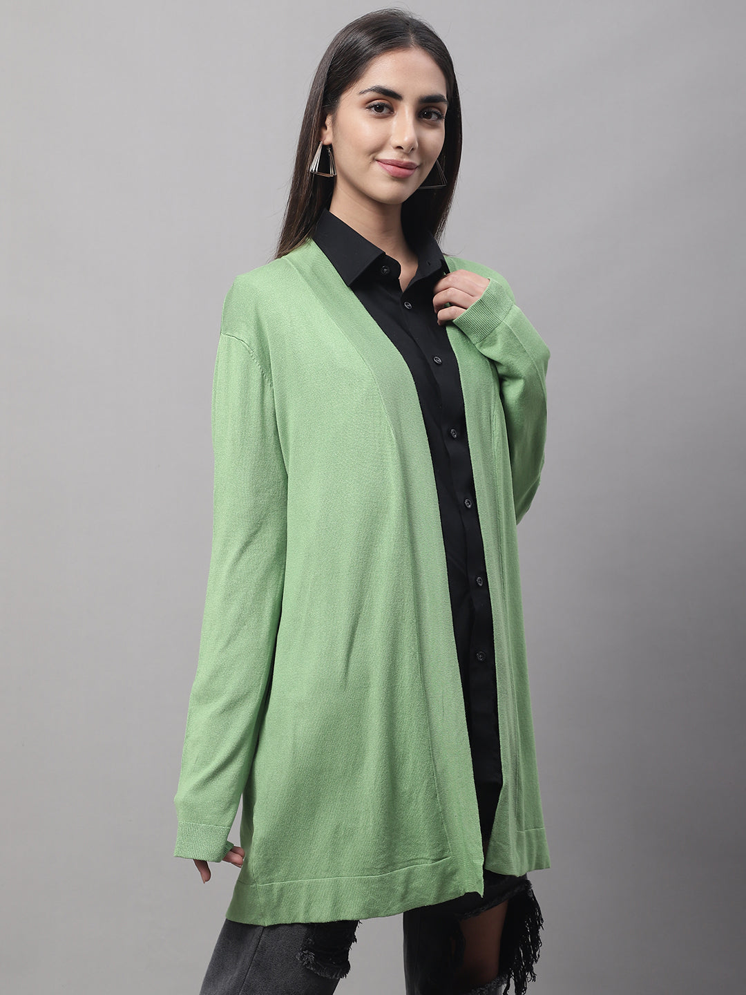 Women Green Open Shrug
