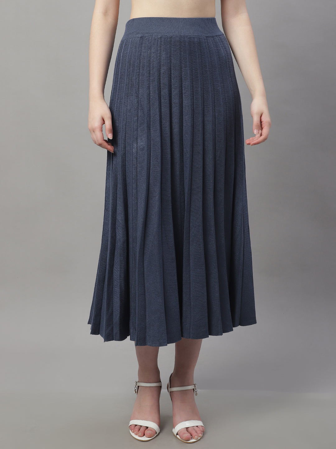 Women Dark Blue Pleated Skirt