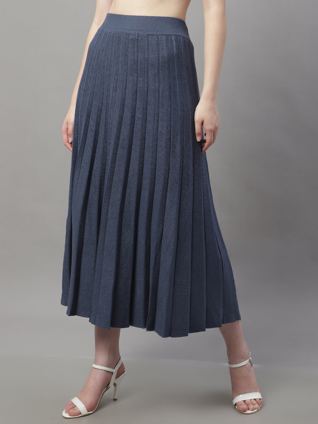 Women Dark Blue Pleated Skirt