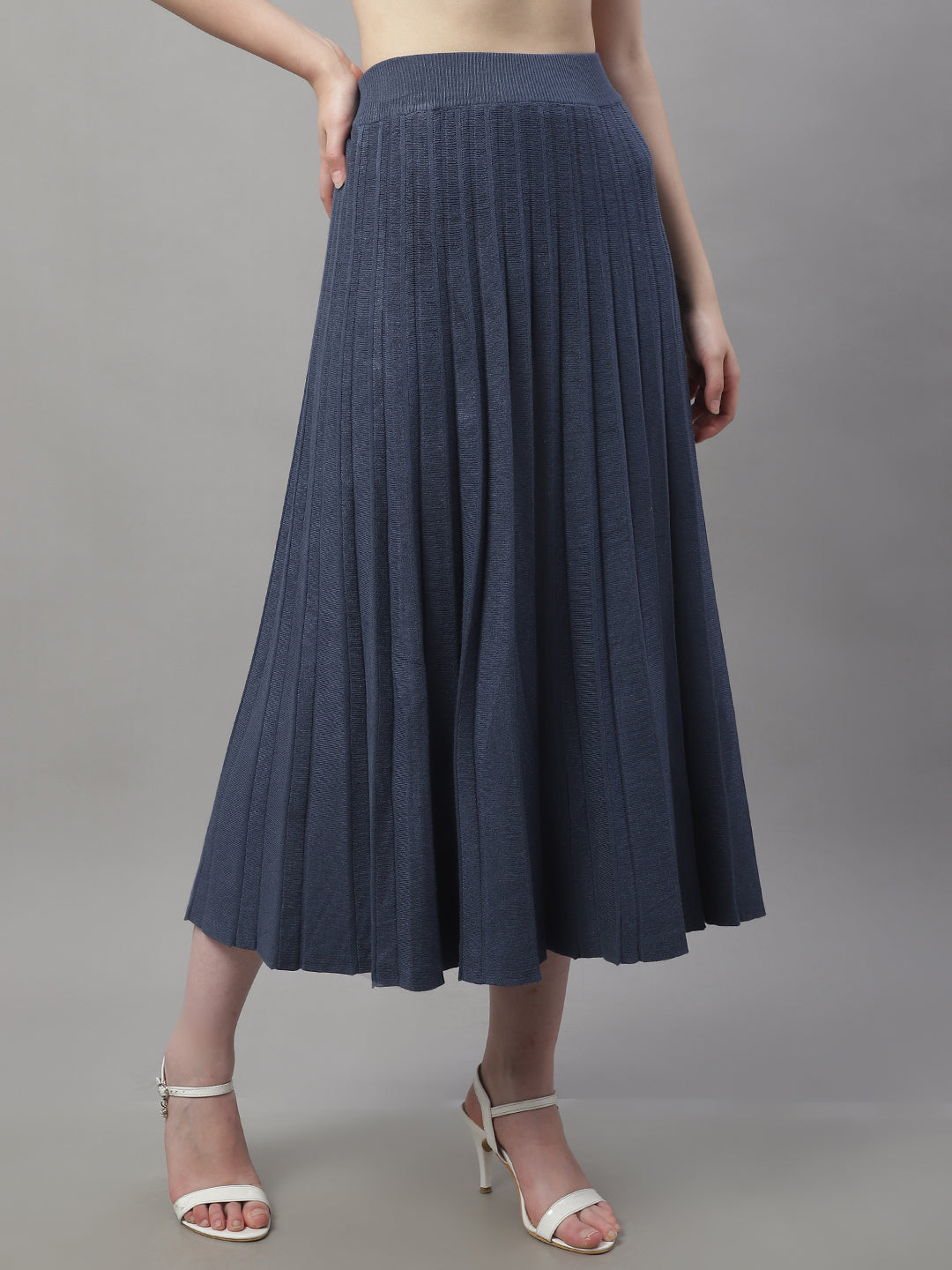 Women Dark Blue Pleated Skirt