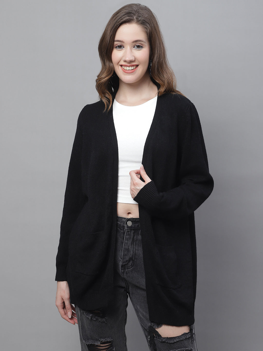 Women Black Open Shrug