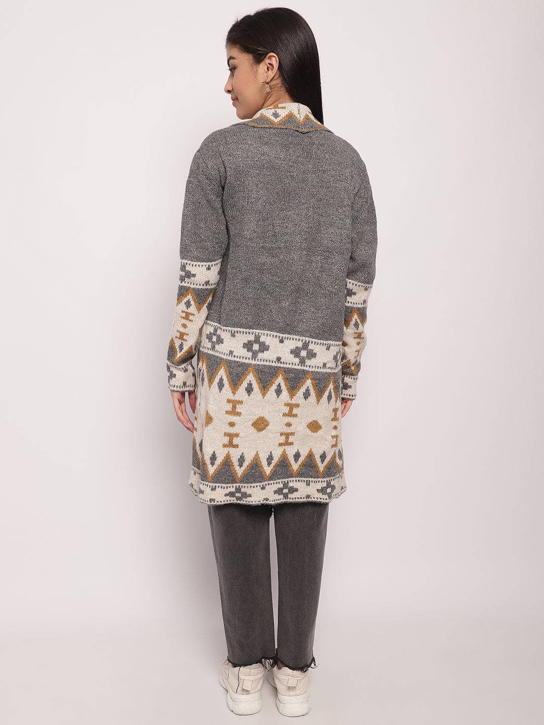 Women Grey Viscose Shrug