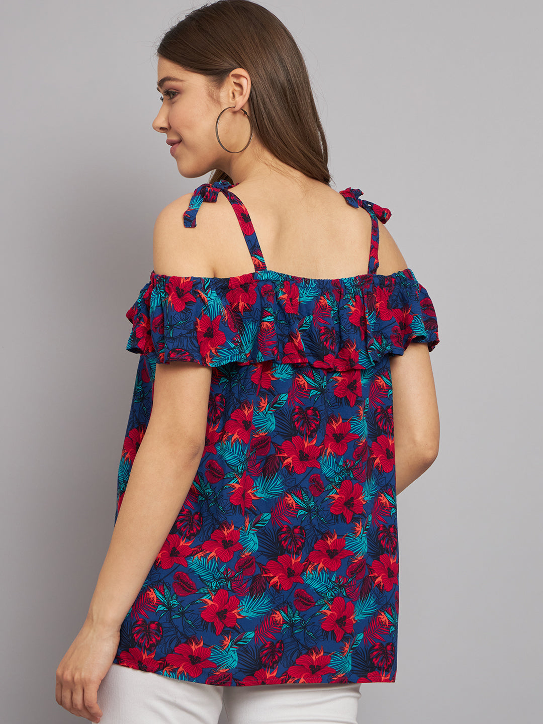 Women Printed Open Shoulder Top