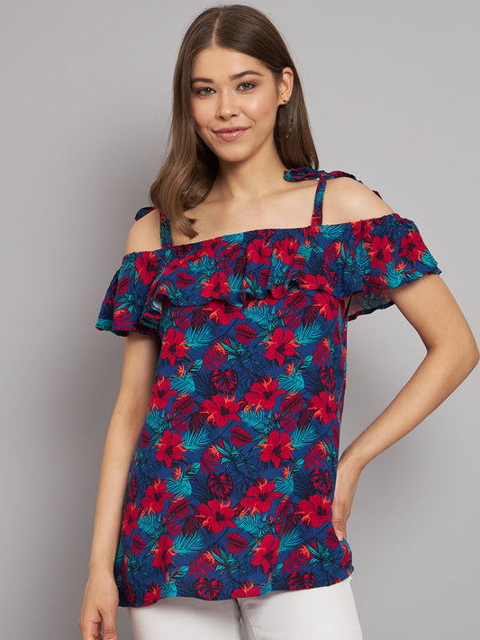 Women Printed Open Shoulder Top