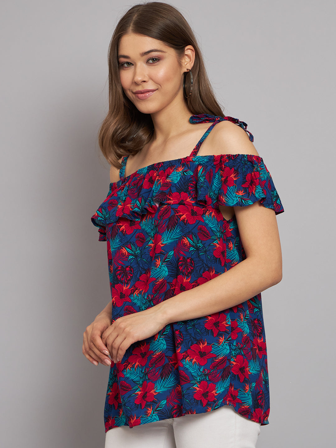 Women Printed Open Shoulder Top