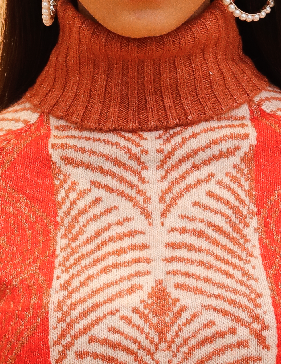 Women Orange Printed Sweater