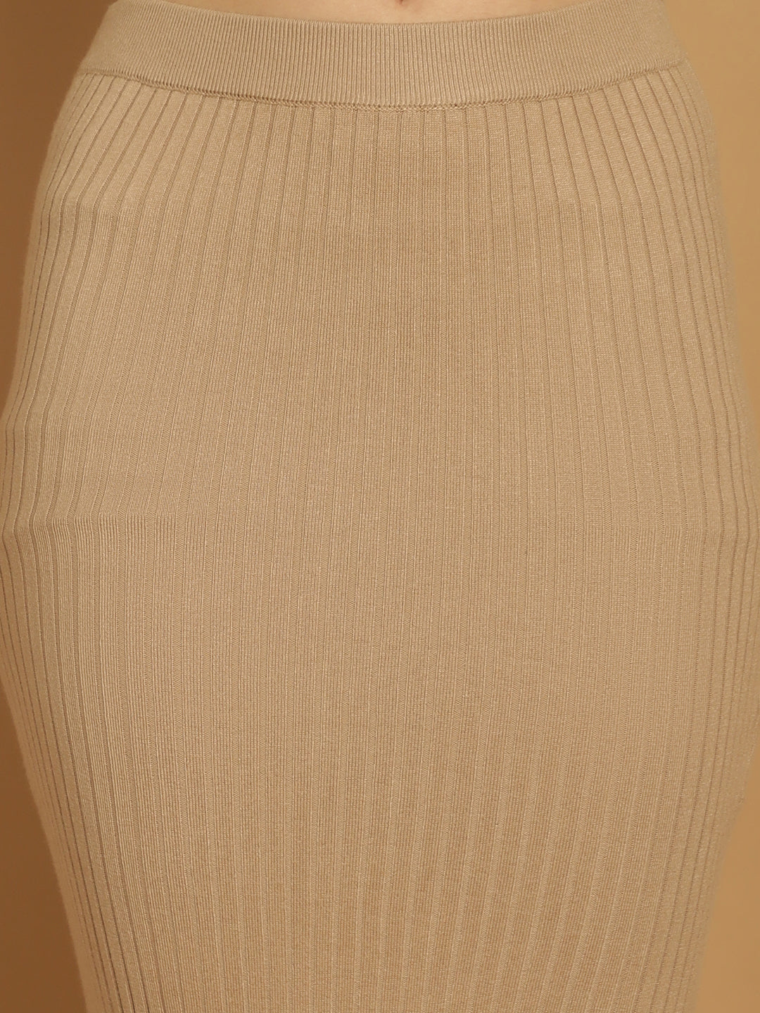 Women Beige Knit Skirt Set
