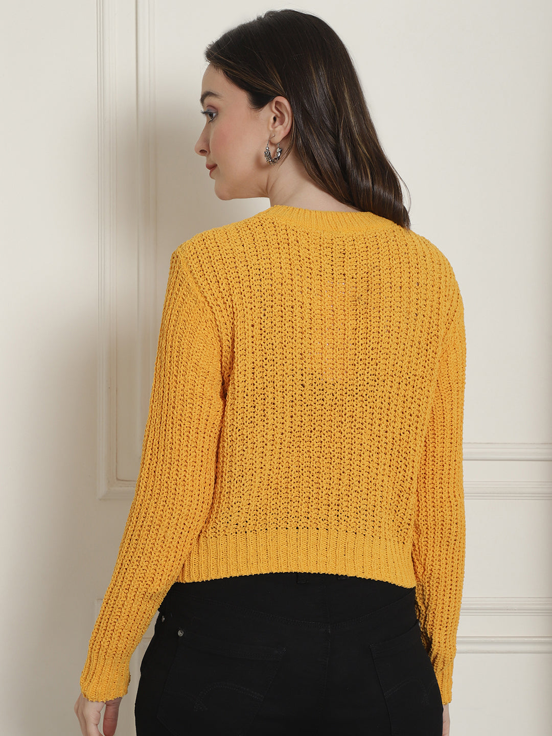 Women Yellow Viscose Sweater