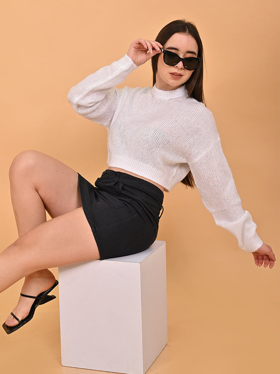 Women White Turtleneck Sweater
