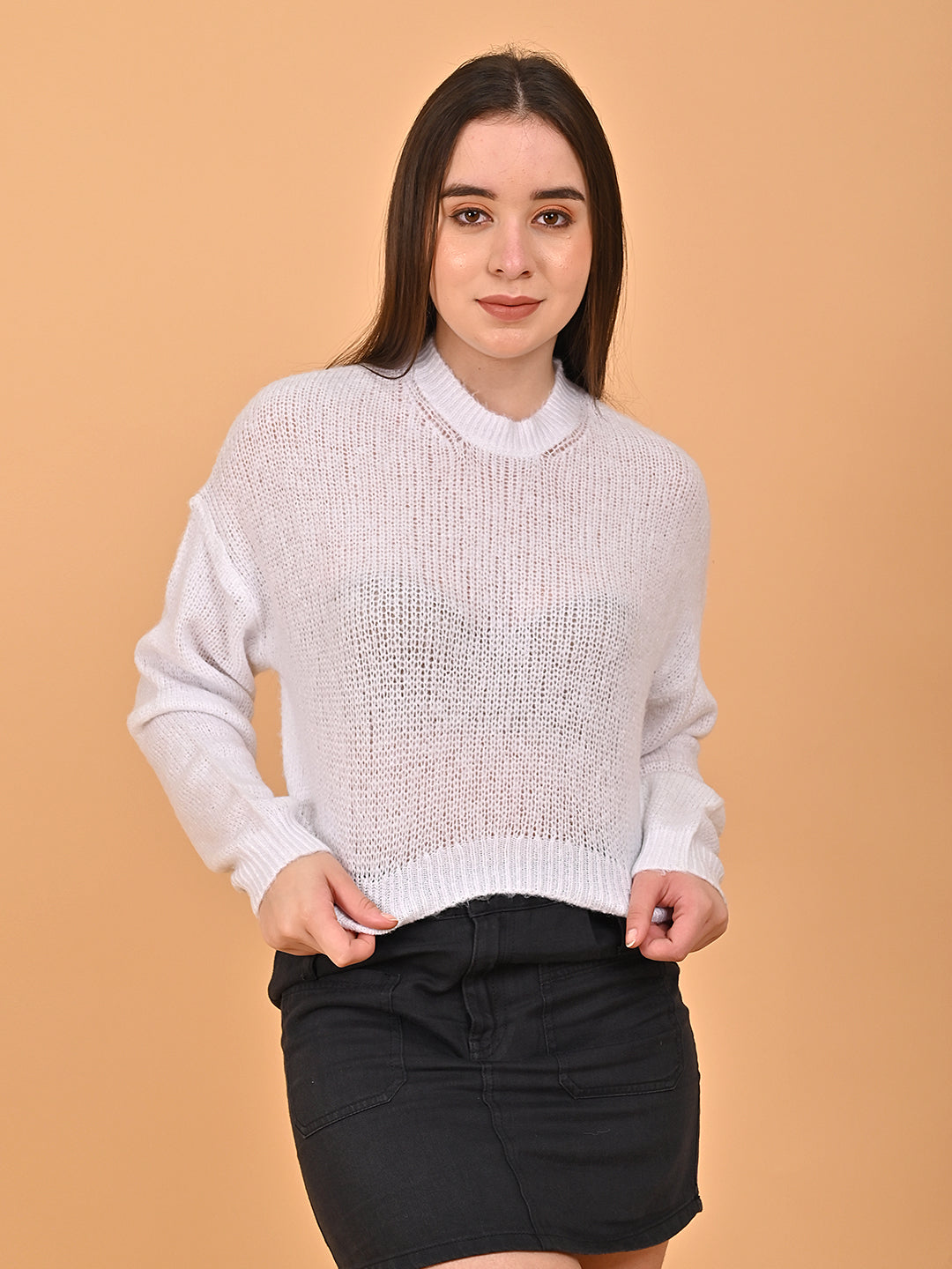 Women White Turtleneck Sweater