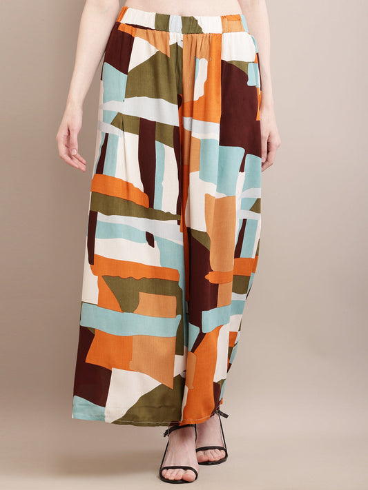 Women Multicolour Flared Palazzo