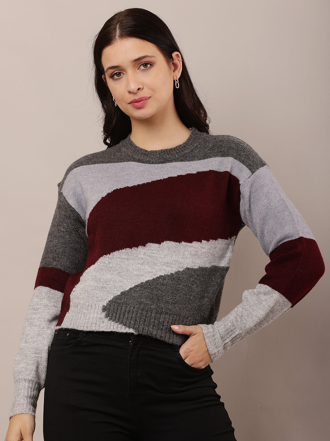 Women Multicolor Round Neck Sweater