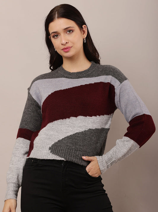 Women Multicolor Round Neck Sweater