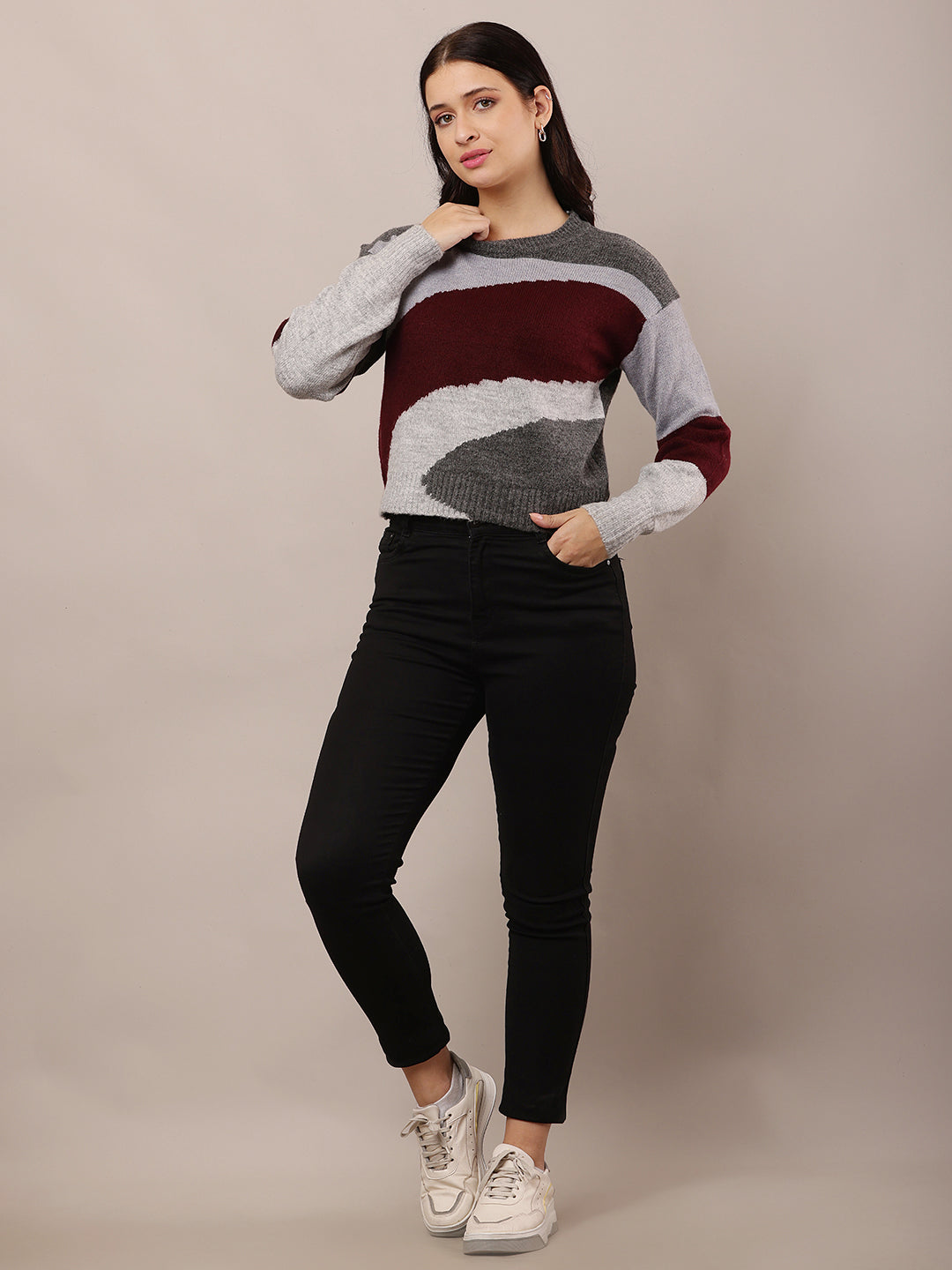 Women Multicolor Round Neck Sweater