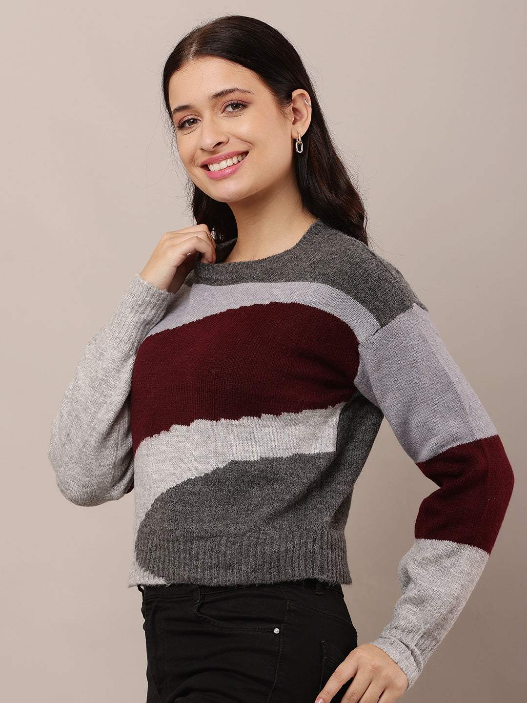 Women Multicolor Round Neck Sweater