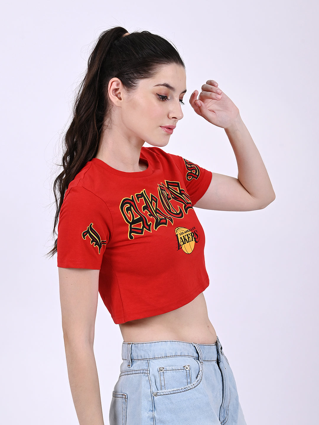 Women Red Crop T-Shirt
