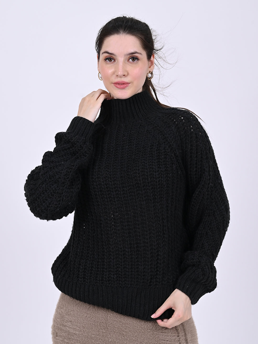 Women Black Turtleneck Sweater