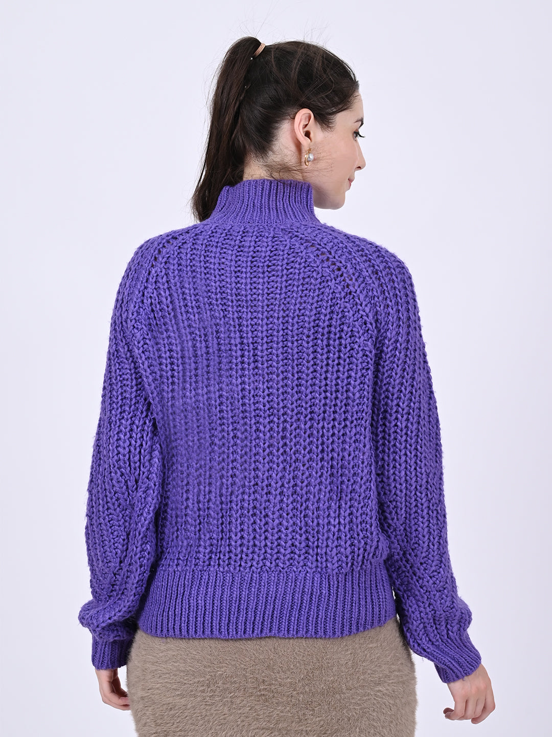 Women Purple Turtleneck Sweater