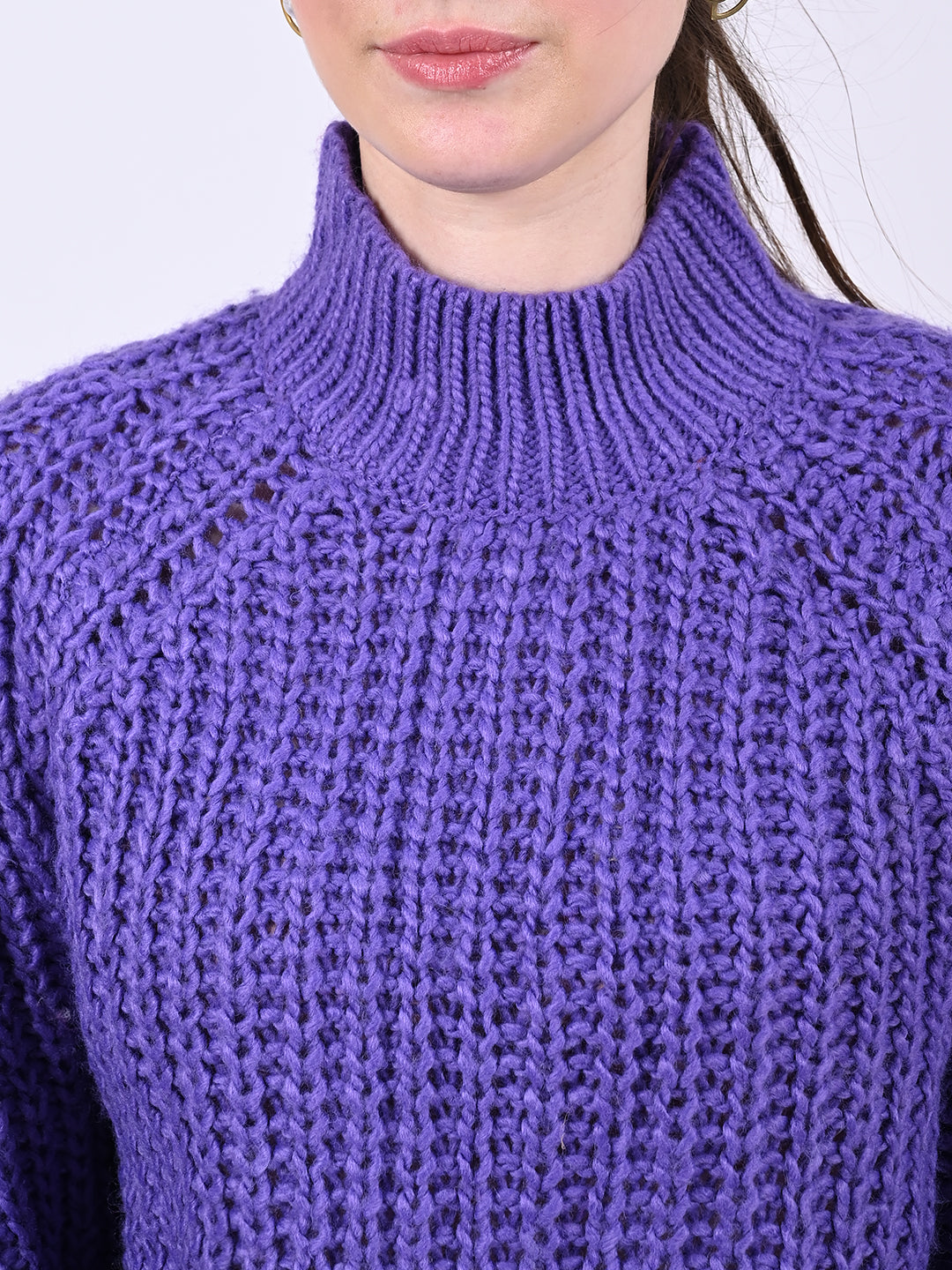 Women Purple Turtleneck Sweater