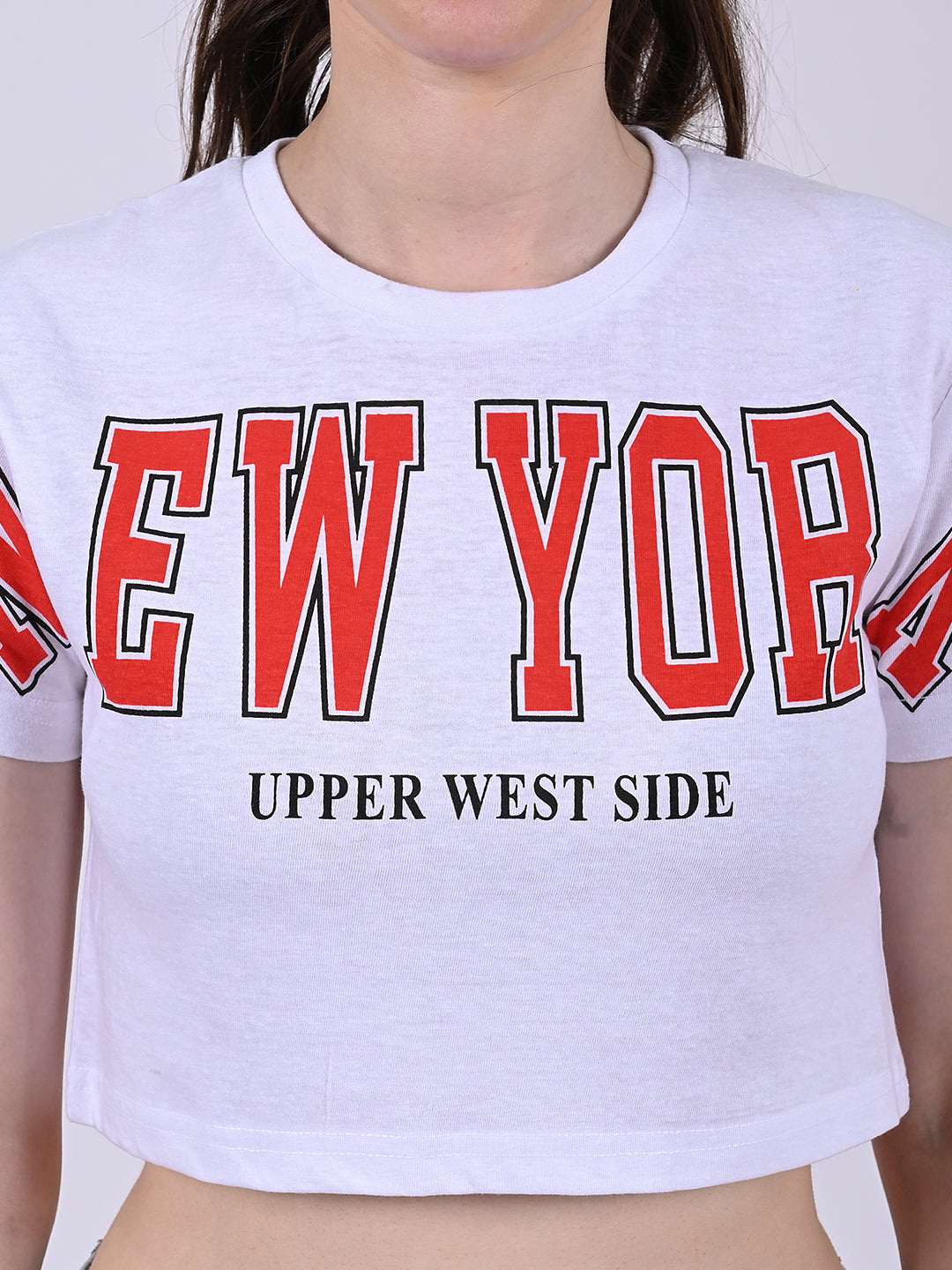 Women White Crop T-Shirt