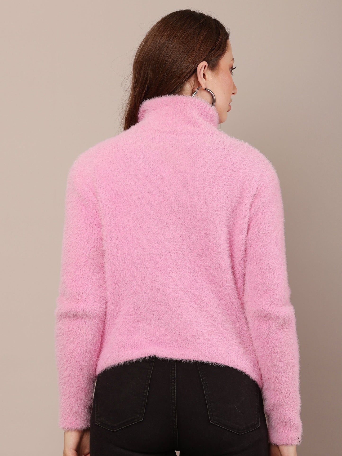Women Pink Furr Sweatshirt