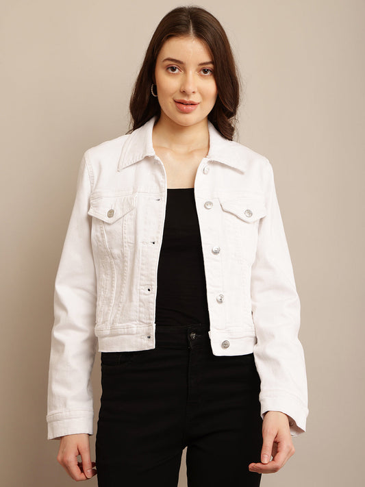 Women White Shirt Collar Jacket