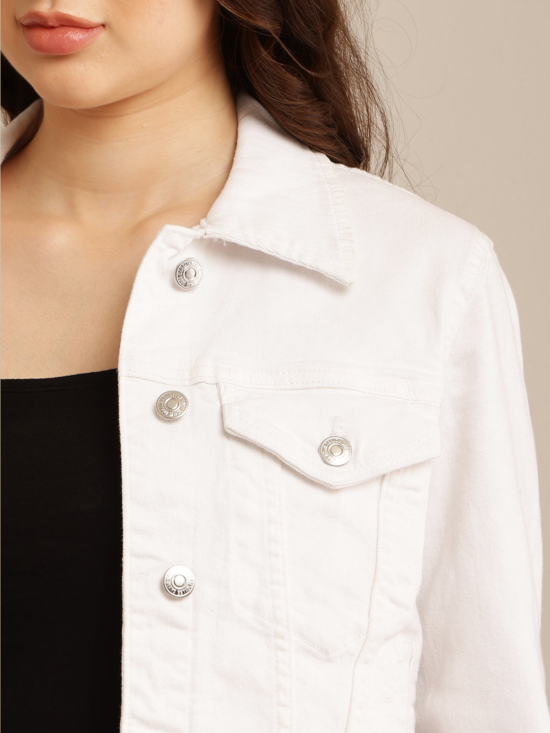 Women White Shirt Collar Jacket
