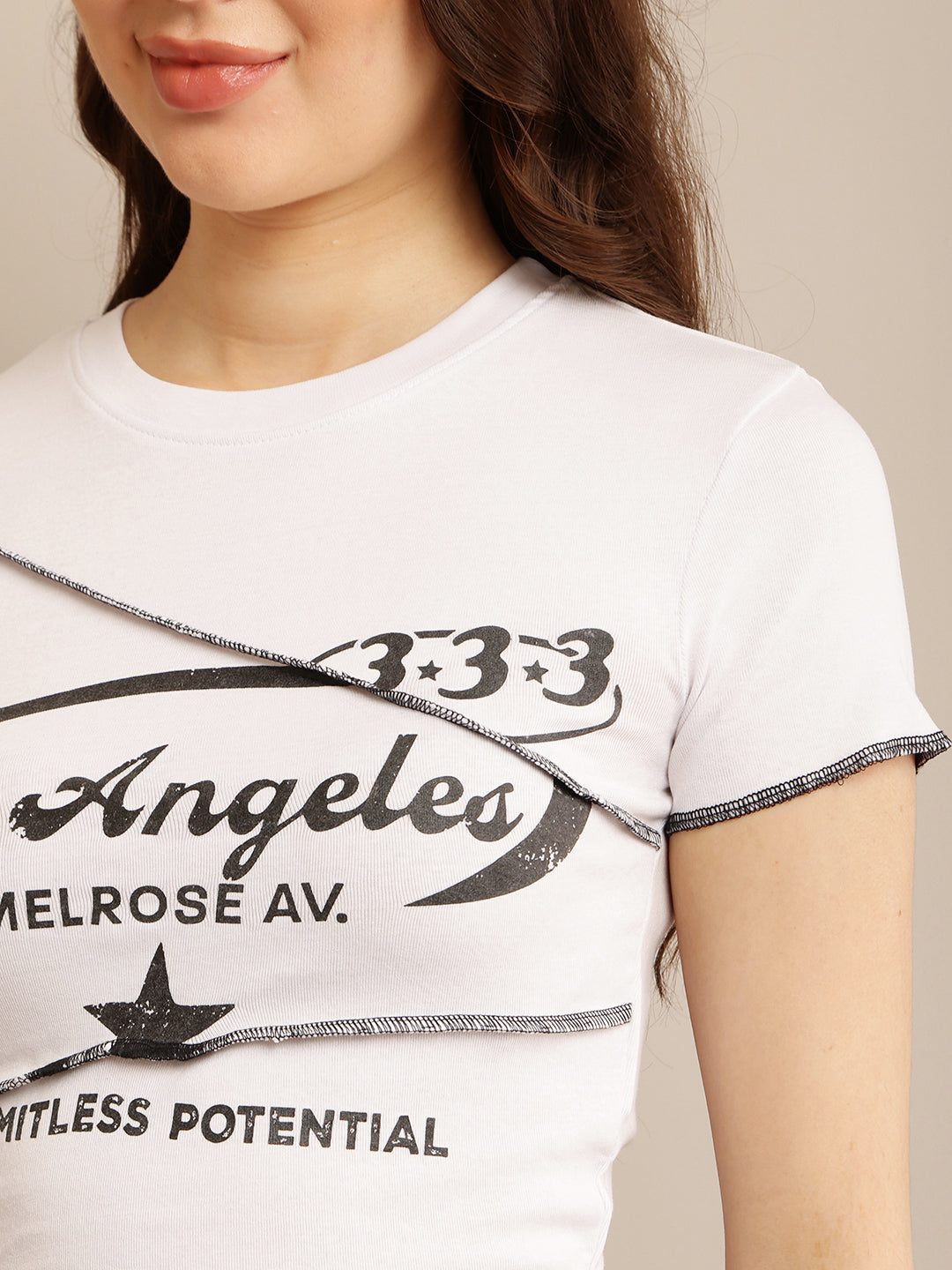 Women White Short Sleeve Crop