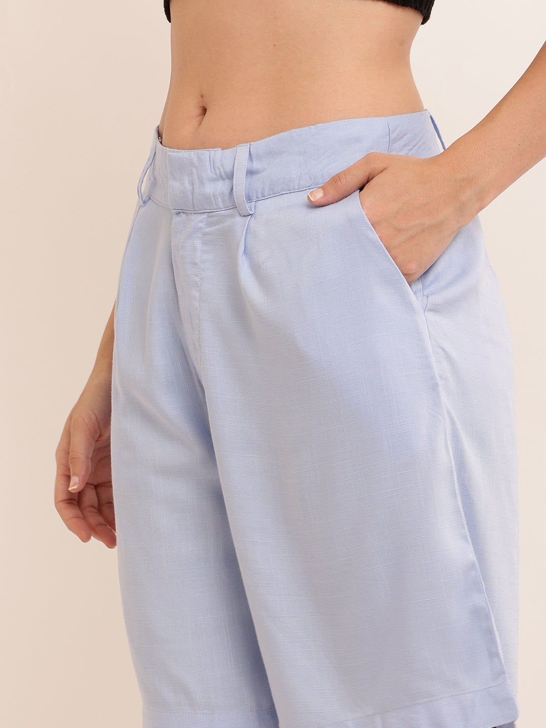 Women Viscose Comfy Blue Shorts