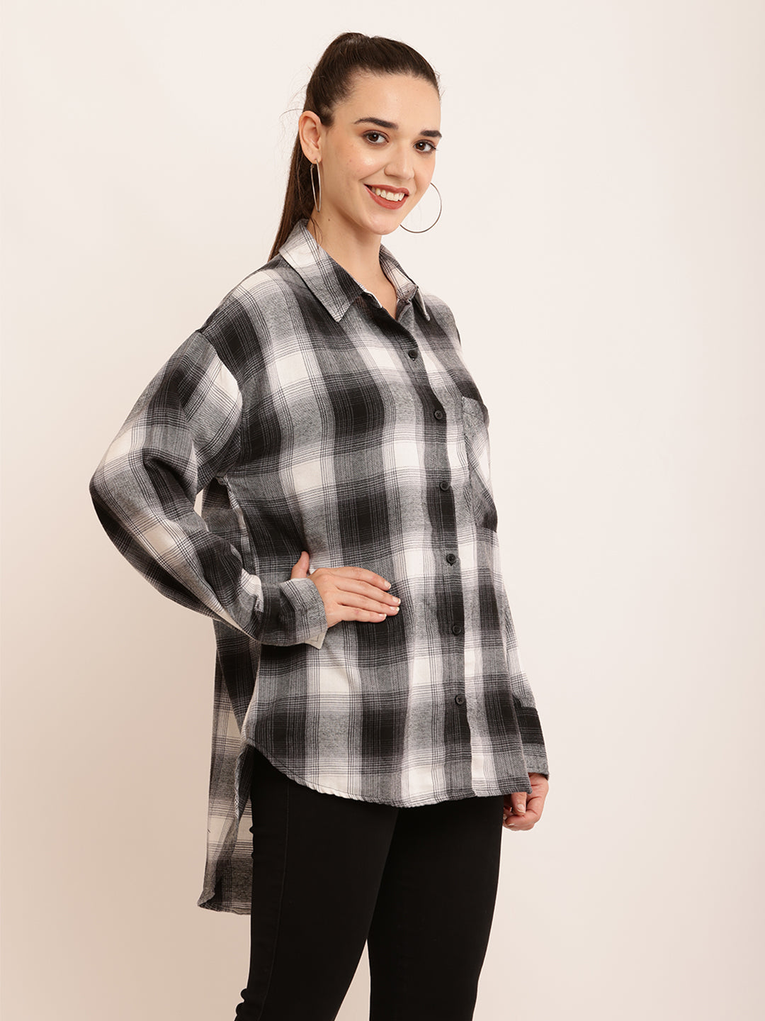 Women Black Checkered Shirt