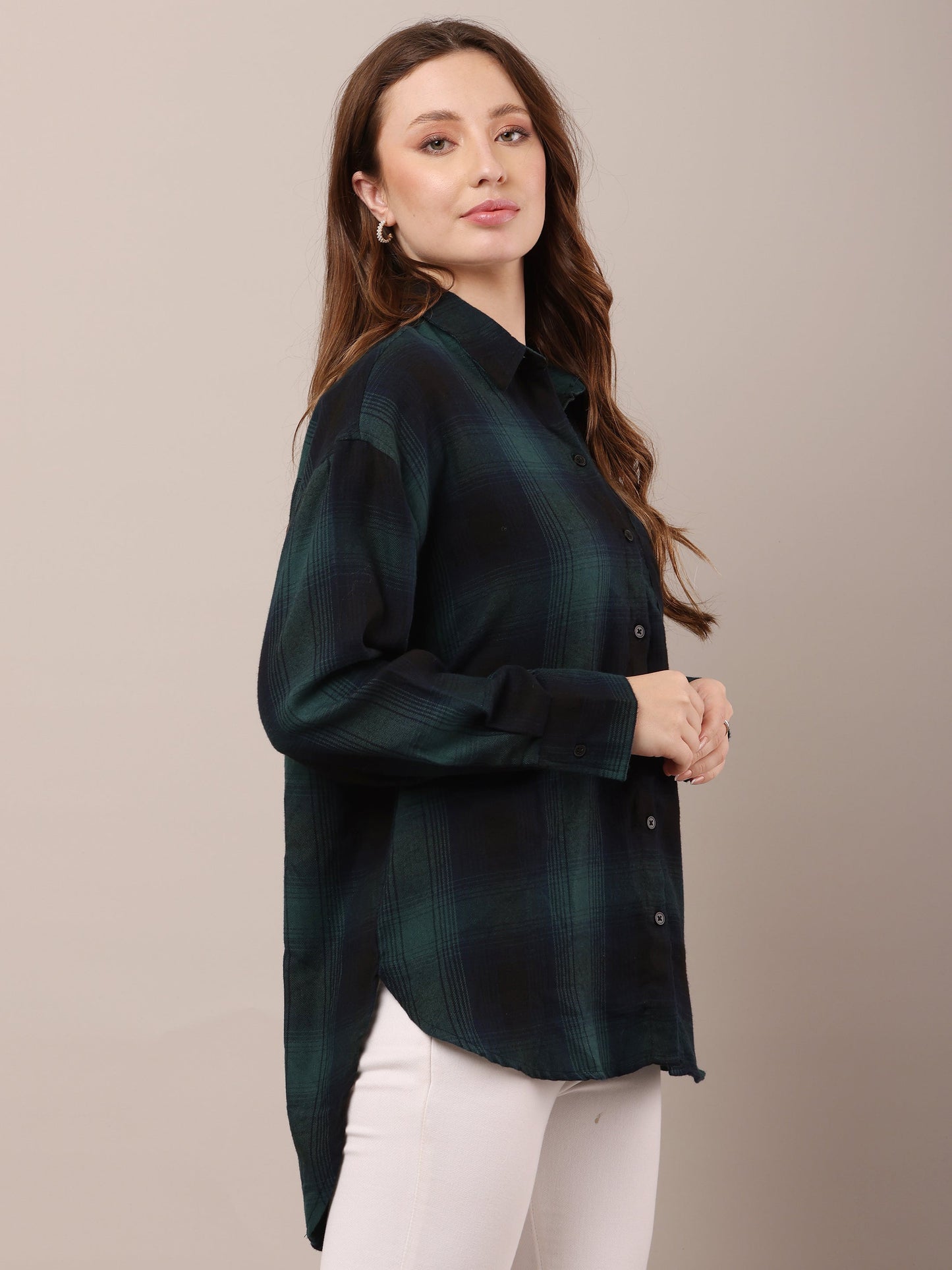 Women Polyester Multicolour Checked Shirt