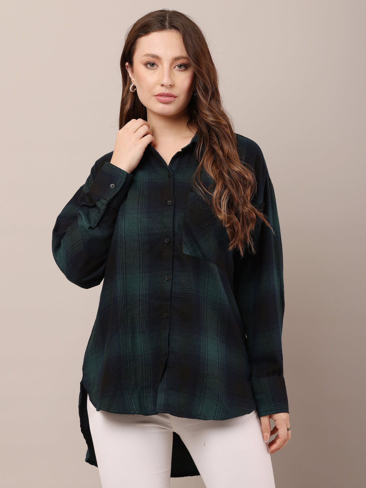 Women Polyester Multicolour Checked Shirt