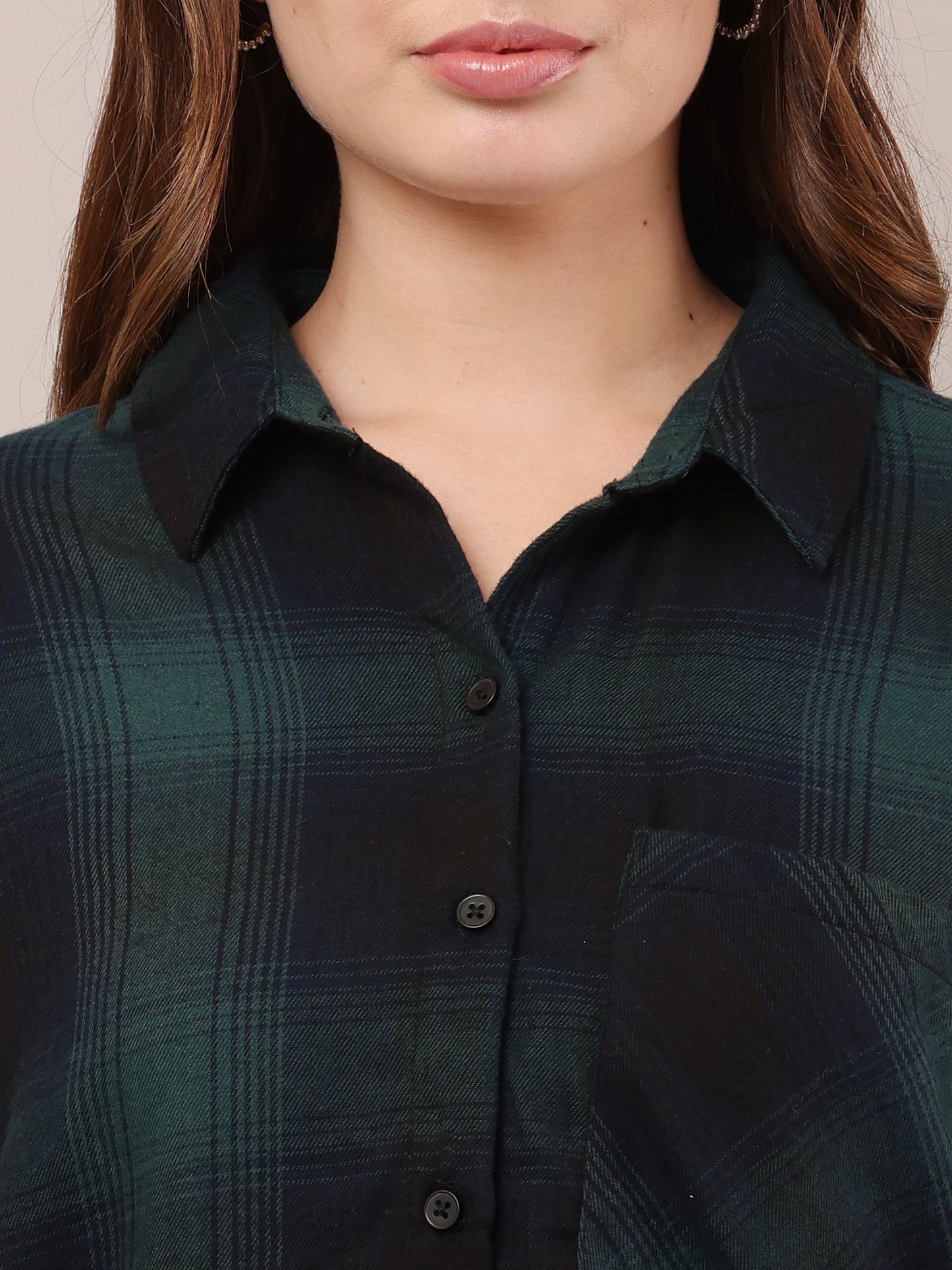 Women Polyester Multicolour Checked Shirt