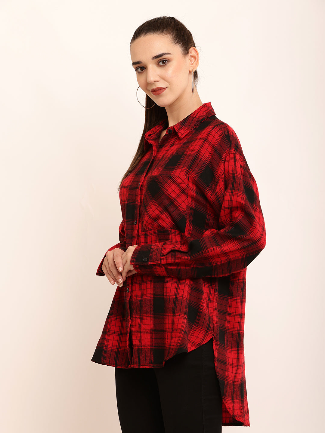 Women Red Checkered Shirt