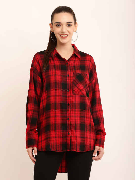 Women Red Checkered Shirt