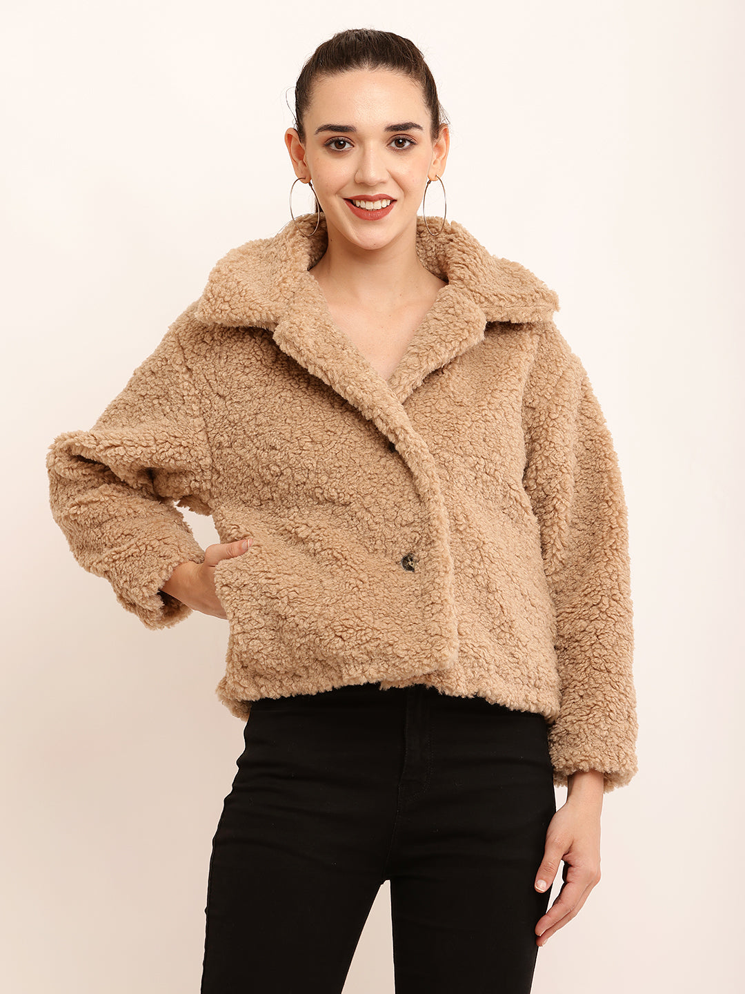 Women Brown Faux Fur Jacket