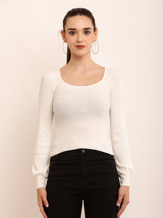 Women Ribbed Fitted Top 