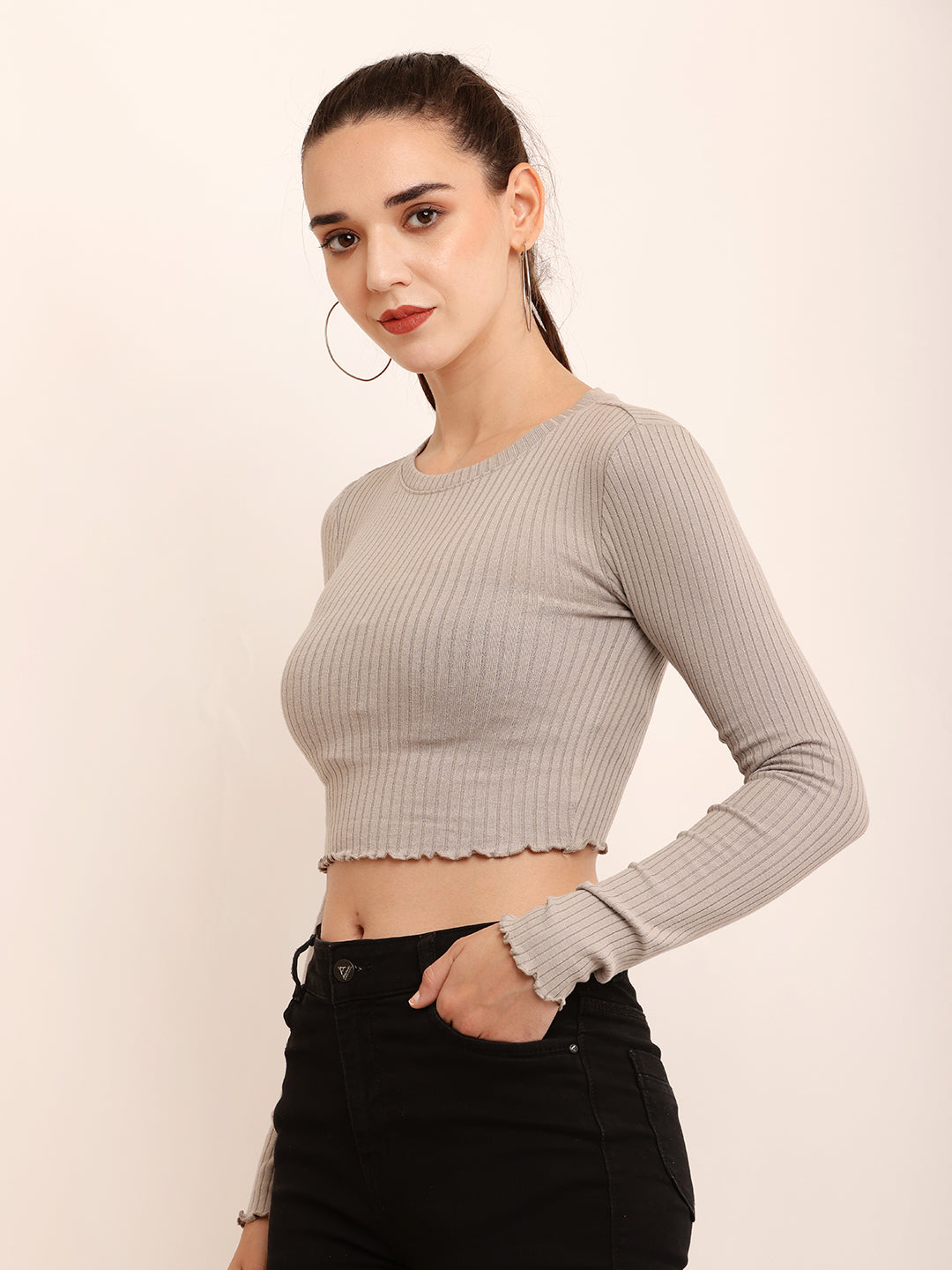 Women Ribbed Crop Top