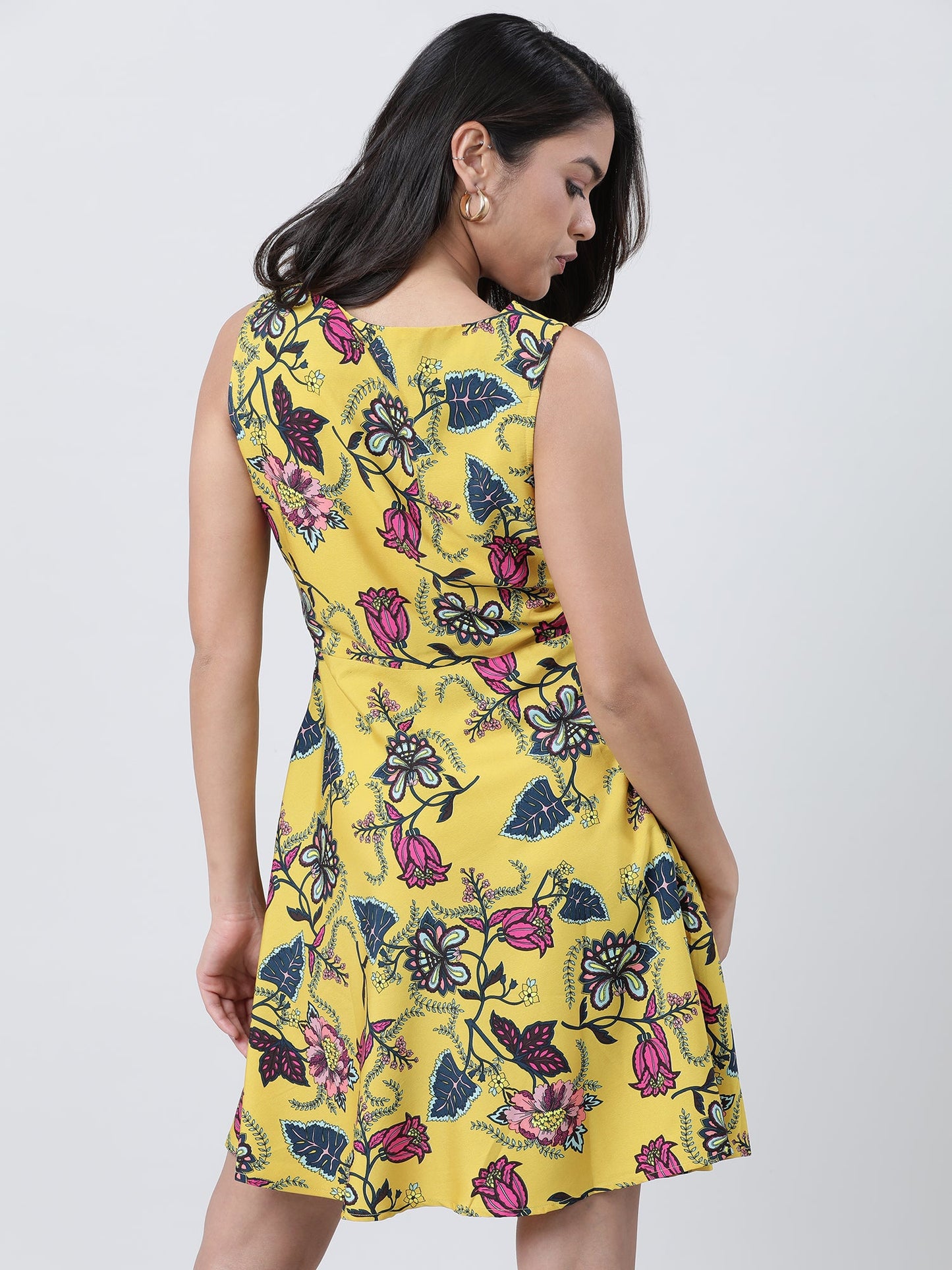 Women Printed A Line Sleeveless Dress